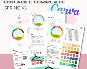 Spring Seasonal Templates - Editable Canva document for Stylist Business As format Instant Download Color Analysis Armocromia