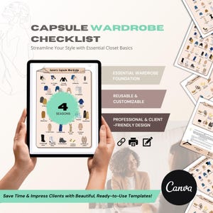 Editable Capsule Wardrobe Checklist: Personal Stylist Canva Template