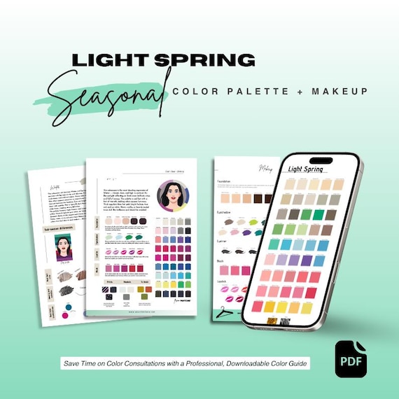 Light Spring Color Palette & Makeup Guide: Seasonal Color Analysis (PDF Downloadable File)