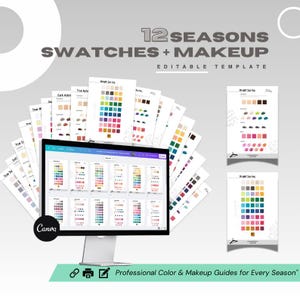 Modelo de paleta de cores 12 estações do Canva: ferramenta de maquiagem e armocromia (download digital)