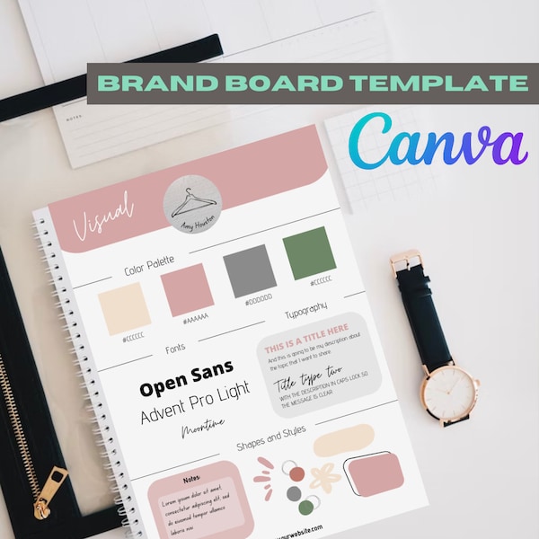 BRAND BOARD For Small Businesses-  Editable Canva Template Visual Marketing Kit Business Goals Service Provider Freelancer Brand Identity