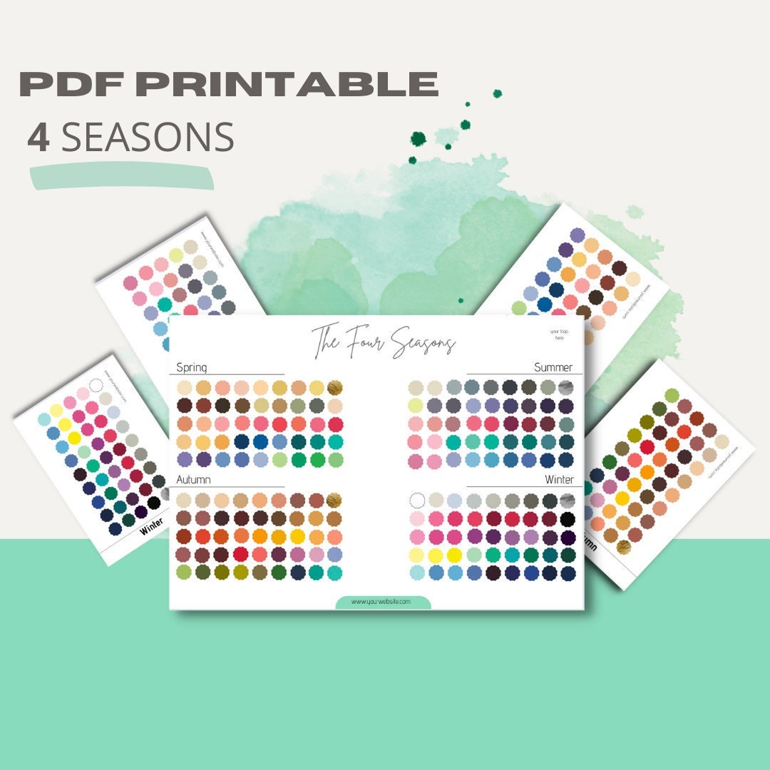 Seasonal Color Analysis Kit PDF Four Seasons Color Palette Template Spring  Autumn Winter Summer Color Chart Color Wheel for Armocromia A4 