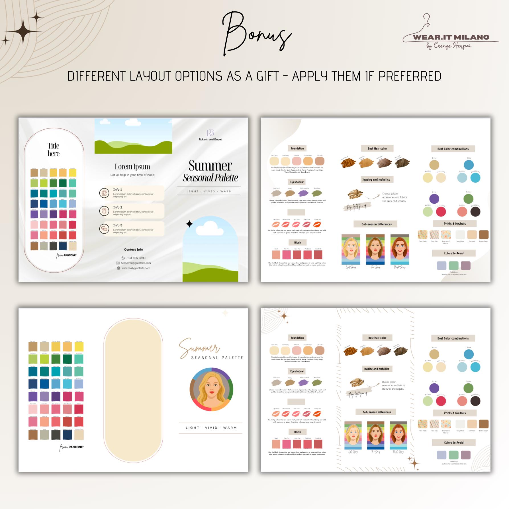 Portfolio Sample Color Codes 4 Seasonal Color Analysis Portfolio Canva Template Printable Client ...