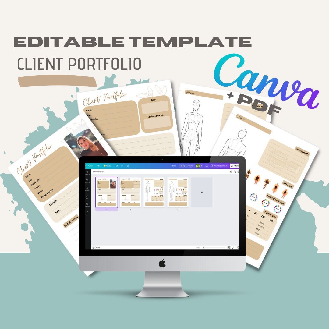 CLIENT PORTFOLIO Editable Canva Template Printable PDF Track Payments ...