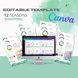 Seasonal Analysis Templates 12 Months  - Editable Canva document for Stylist Business As format Instant Download Color Analysis Armocromia