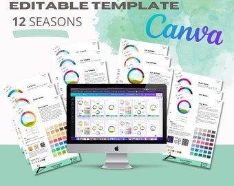 Seasonal Analysis Templates 12 Months  - Editable Canva document for Stylist Business As format Instant Download Color Analysis Armocromia