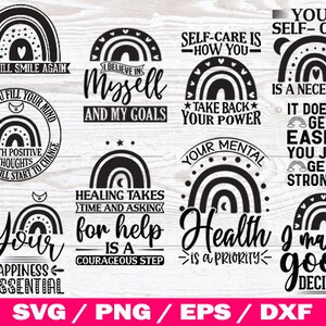 Psychische Gesundheit SVG, motivierend svg, inspirierend SVG Bundle, starke Frau svg, Wachstum Mindset, positive Zitate, SVG-Dateien für Cricut