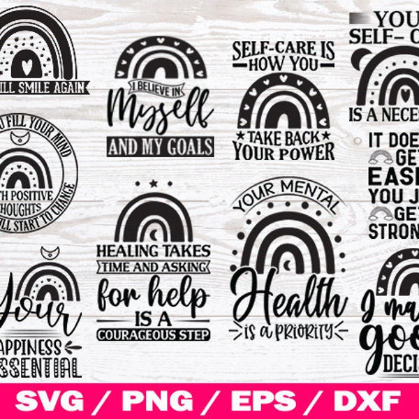 Mental Health SVG, Motivational svg, Inspirational SVG Bundle, Strong Woman svg, Growth Mindset, Positive Quotes, SVG Files for Cricut