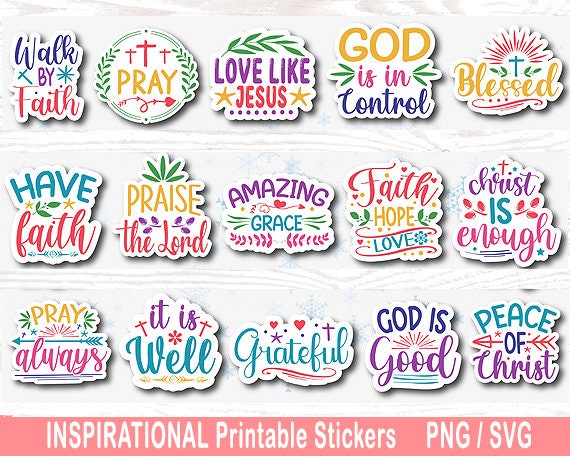 Religious Stickers Religious Sticker Bundle Bible Stickers Printable  Stickers Religious Christian Stickers Print and Cut 