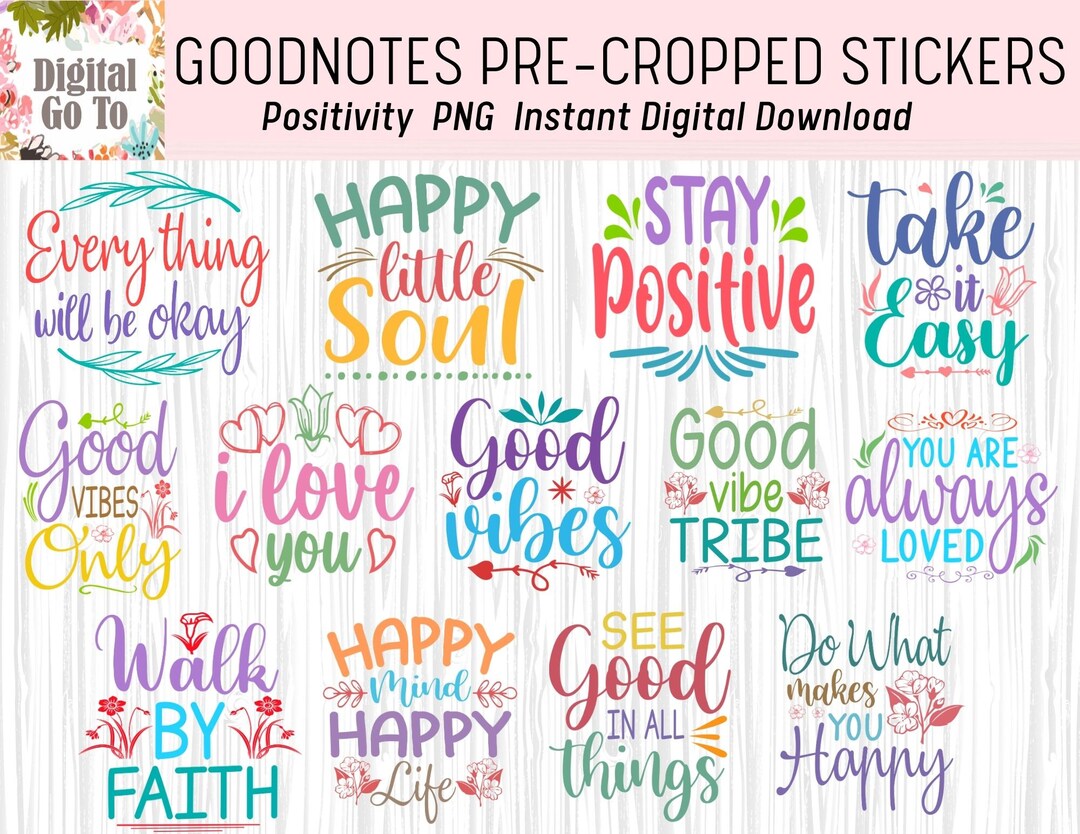 Goodnotes Stickers,positive Digital Stickers, Pre-cropped, Planner ...