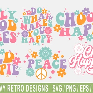 Groovy svg, bunte Boho svg, Bündel, Boho svg, Hippie svg, ästhetische svg, inspirierende svg, motivierende svg, trendige svg, Retro svg