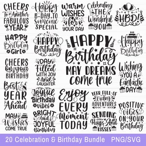 Alles Gute zum Geburtstag svg Bundle, alles Gute zum Geburtstag png, Geburtstagskuchen svg, CupCake Topper svg, Feier Karte, SVG-Dateien für Cricut, Geburtstag Clipart