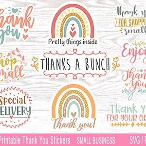 Thank You Stickers, Sticker SVG, Thank you PNG, Printable Thank you stickers, Commercial Use svg, Cricut, Small Business svg, Thank You svg