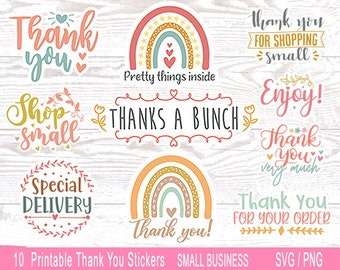 Thank You Stickers, Sticker SVG, Thank you PNG, Printable Thank you stickers, Commercial Use svg, Cricut, Small Business svg, Thank You svg