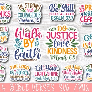 Bible Verses svg, Bible svg, Inspirational Sticker Bundle, PNG Stickers, Recovery Stickers Printable, Printable Scripture Sticker Bundle