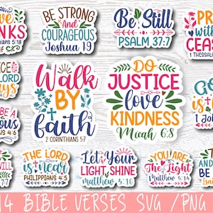 Versetti della Bibbia svg, Bibbia svg, Pacchetto di adesivi ispiratori, Adesivi PNG, Adesivi di recupero Stampabili, Pacchetto di adesivi delle Scritture stampabili