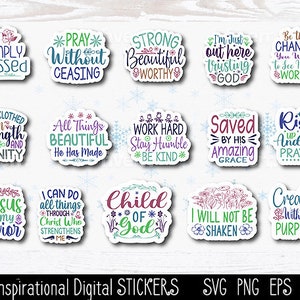 Digital Stickers, Inspirational Journal Digital Stickers, Bible Verse svg, Christian svg Bundle, Scripture png, Motivational svg