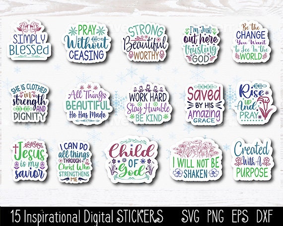 Digital Planner Stickers, Inspirational Stickers Bundle Png