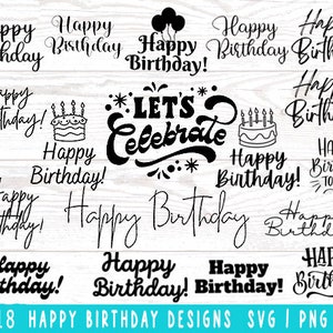 Happy Birthday svg Bundle, Happy Birthday png, Happy Birthday Cake Topper svg,  Birthday Cake svg, SVG Files for Cricut, Birthday Clipart