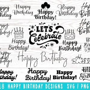 Happy Birthday svg Bundle, Happy Birthday png, Happy Birthday Cake Topper svg,  Birthday Cake svg, SVG Files for Cricut, Birthday Clipart