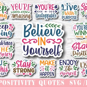Inspirerende SVG, digitale stickers bundel, geestelijke gezondheid PNG, afdrukbare stickers bundel, Cricut SVG, sticker SVG, positiviteit stickers
