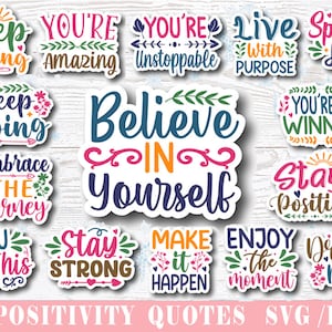 Inspirational svg, Digital stickers bundle, Mental Health png, Printable Stickers Bundle, Cricut svg, Sticker svg,Positivity stickers image 1