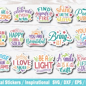 Inspirational stickers Svg bundle, Stickers for Planners, Digital stickers, Positivity stickers,Mental Health Stickers, Printable Stickers