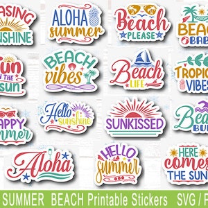 Sticker svg, Printable Beach Stickers, Summer svg Stickers, Summer Vibes svg, Commercial Use svg, Vacation svg stickers