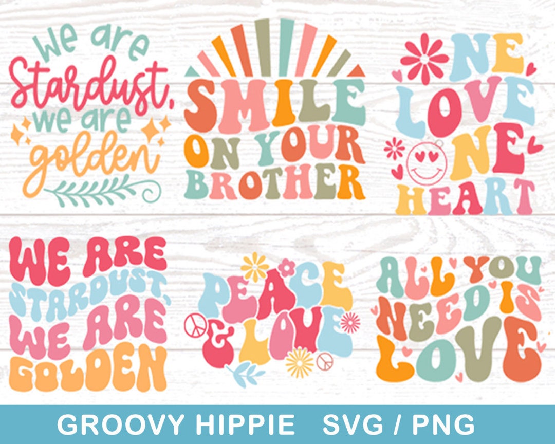 Groovy Svg Bundle, Boho Svg, Hippie Svg, Aesthetic Svg, Inspirational ...