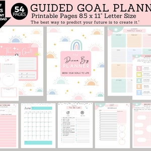 Para impressão, pacote de planejador de metas, planejador para download, páginas do planejador, recuperação, calendário sem data, rastreador de metas, planejador de metas SMART