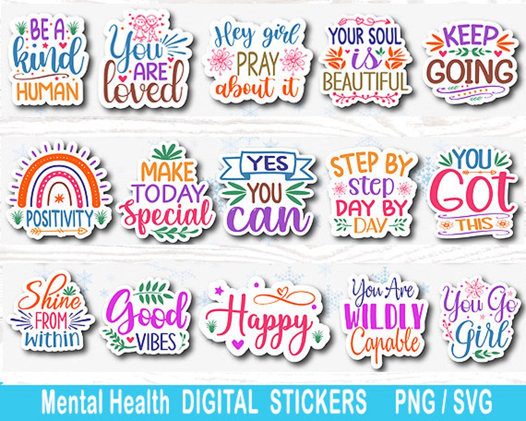Inspirational Stickers Svg Bundle, Cricut Svg, Inspiring, Positivity ...