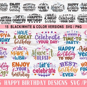 Happy Birthday svg Bundle, Happy Birthday png, Birthday Clipart, Happy Birthday Cake Topper svg, Birthday Cake svg, SVG Files for Cricut