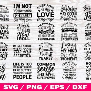 Sarcástico svg, pacote SVG de humor adulto, para impressão, arquivos SVG para Cricut, Sarcasmo svg, humor adulto svg, pacote Sarcástico Svg, uso comercial