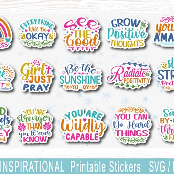 Digital stickers, PNG, Inspirational stickers svg bundle, Cricut svg, Printable stickers, Mental Health Stickers, Recovery Stickers svg