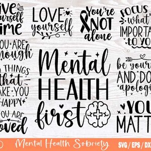 Psychische Gesundheit SVG, Nüchternheit svg, nüchtern svg, Erholung SVG-Dateien für Cricut, motivierende svg, inspirierende SVG Bundle, Kaffeetasse svg