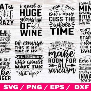 Sarcastische SVG bundel, volwassen humor SVG bundel, SVG-bestanden voor Cricut, sarcasme SVG, sarcastische Art Prints, Cricut bestanden, digitale print