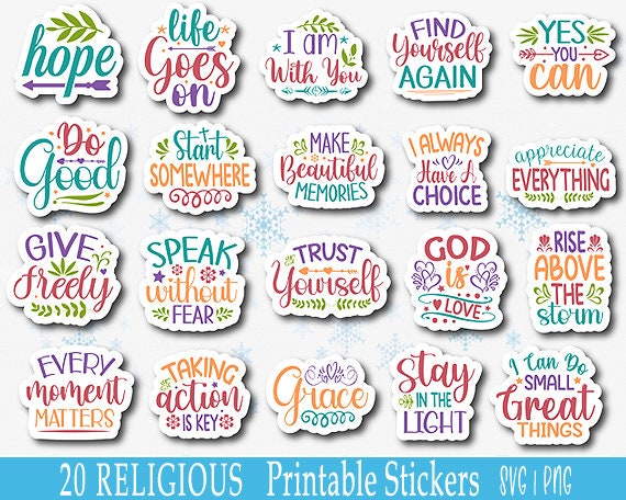 Christian Bible Verse Stickers Bundle, Printable Stickers