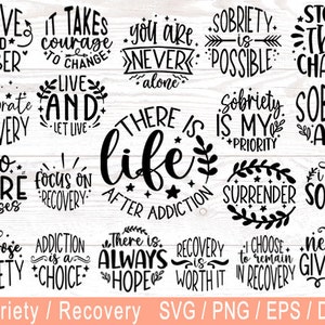 Nüchternheit, Genesung, Inspirierende SVG Bundle, PNG, psychische Gesundheit SVG, Sucht svg, motivierende svg, Dateien für Cricut, Wachstum Mindset,