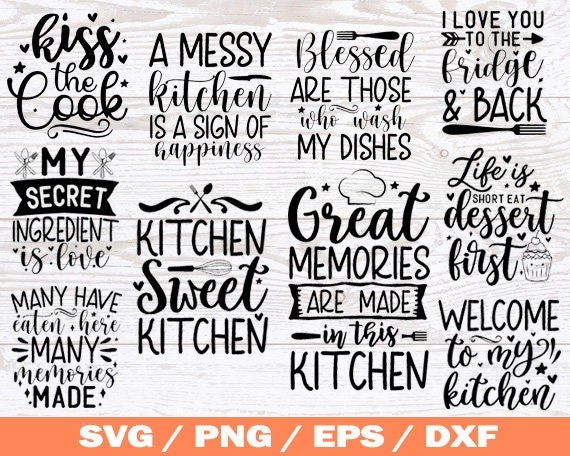 Funny Kitchen Quotes SVG Bundle, 6 Designs, Kitchen Sign SVG, What