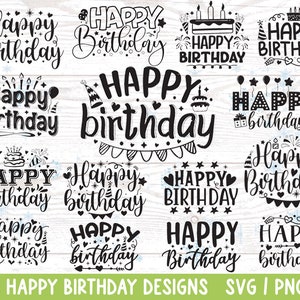 Gelukkige verjaardag svg Bundel, Happy Birthday png, Verjaardagstaart svg, Happy Birthday Cake Topper svg, SVG-bestanden voor Cricut, Verjaardag Clipart