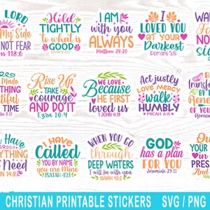 Christian Stickers svg, Bible svg, Recovery Stickers Printable,  Inspirational Sticker Bundle Digital, Printable Sticker Bundle