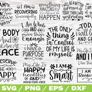 Nüchternheit SVG-Bundle, Erholung SVG, psychische Gesundheit SVG, Inspirational SVG-Bundle, Kaffeetasse SVG, motivierende SVG, SVG-Dateien für Cricut