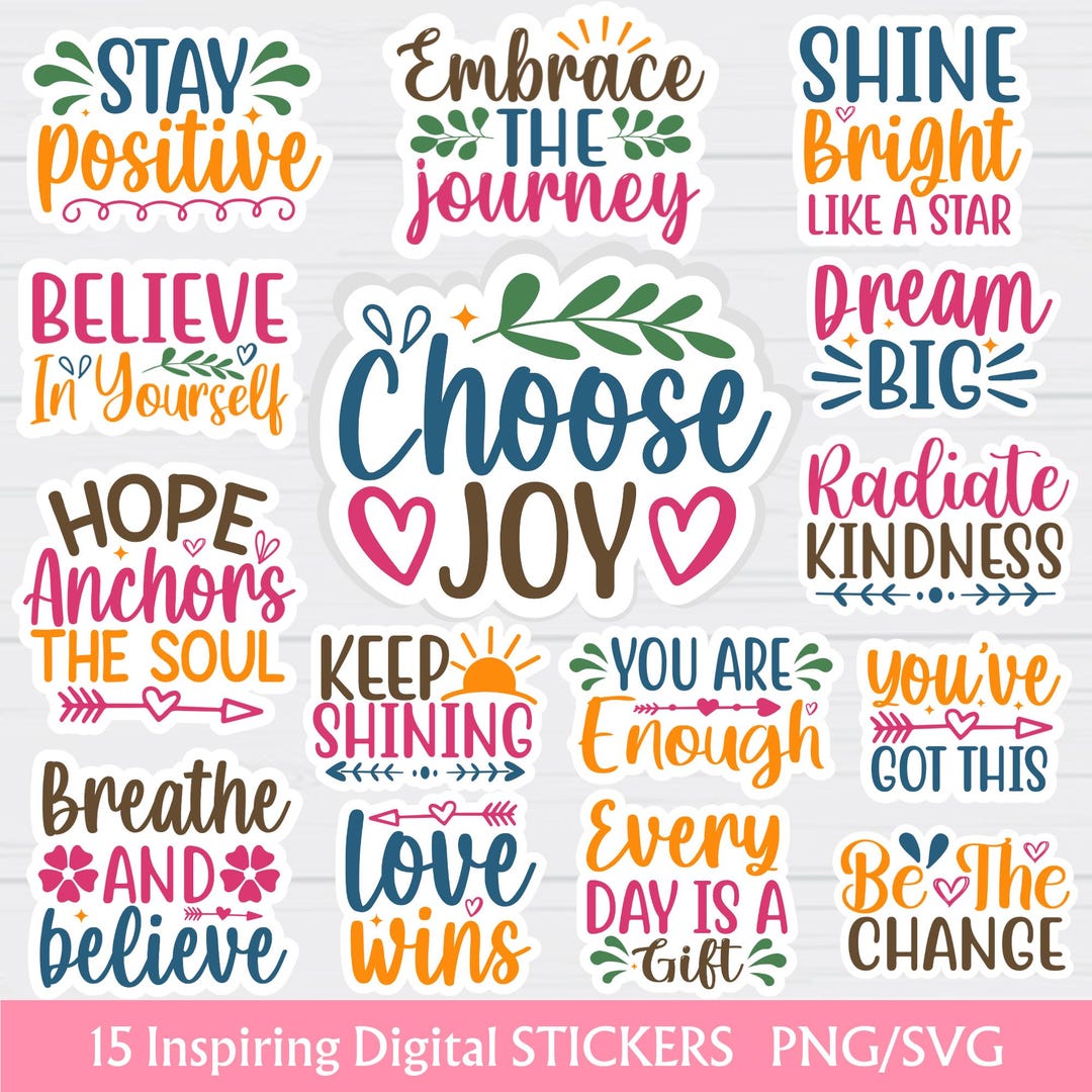 Inspirational Svg, Digital Stickers Bundle, Mental Health Png ...