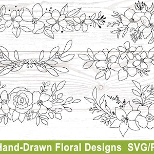 Printables, Instant Downloads, Bladeren Svg Bundel, Handgetekende Bloemen SVG, Afdrukbare Wall Art, Snij bestanden, Botanische svg, Groen Svg, Cricut