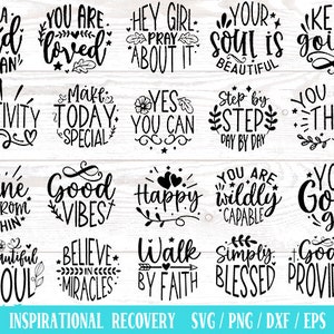 Recovery svg, Inspirational SVG Bundle, DIgital Stickers, Religious svg, Spiritual svg,Keychain svg,Motivational svg,Round svg,Printable Art