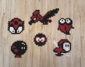 Super Mario Bros 2 Magnets | Bob-omb | Hoopster | Beezo | Spark | Trouter | Albatoss | Retro game room decor | Pixel Art Sprites |