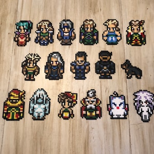 Final Fantasy VI Magnets | Main Cast | Perler Bead Pixel Sprites | Terra Branford | Locke Cole | Retro Goodness | Game Room Collectibles