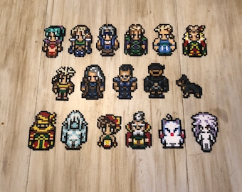 Final Fantasy VI Magnets | Main Cast | Perler Bead Pixel Sprites | Terra Branford | Locke Cole | Retro Goodness | Game Room Collectibles