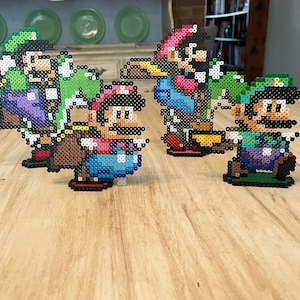Super Mario World Perler Bead Art | Mario | Luigi | Stands | Magnets | SNES Retro | Videogame Wall Art | Game Room Display |