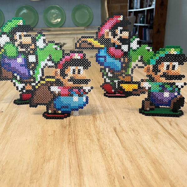 Super Mario World Perler Bead Art | Mario | Luigi | Stands | Magnets | SNES Retro | Videogame Wall Art | Game Room Display |